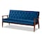 Baxton Studio Sorrento Blue Velvet Walnut Finished 3-Piece Wooden Living Room Set 160-9938-9940 - alternate 2